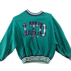 Limited Too Girls 7/8 (S) Crewneck Sweatshirt Green Embroidered Preppy Relaxed